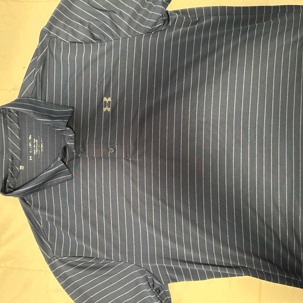 Under Armour Men's Blue Striped Polo Shirt